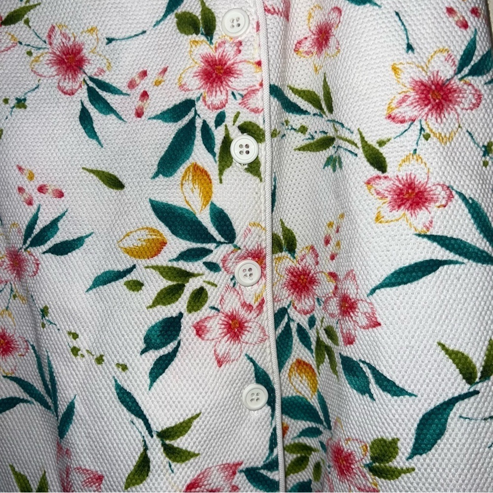 Dress Barn White Floral Button-Front Skort with Pink & Green Print - Picture 2 of 11